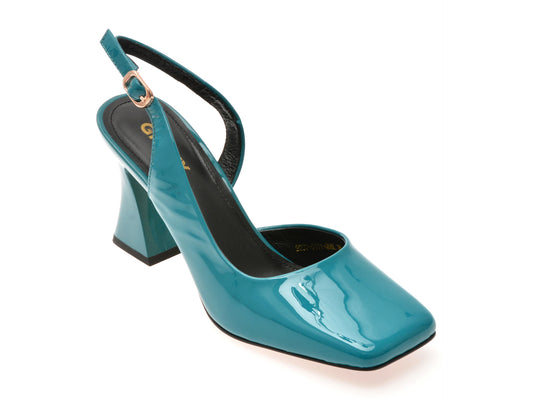 Pantofi eleganti GRYXX albastri, 2033, din piele naturala lacuita