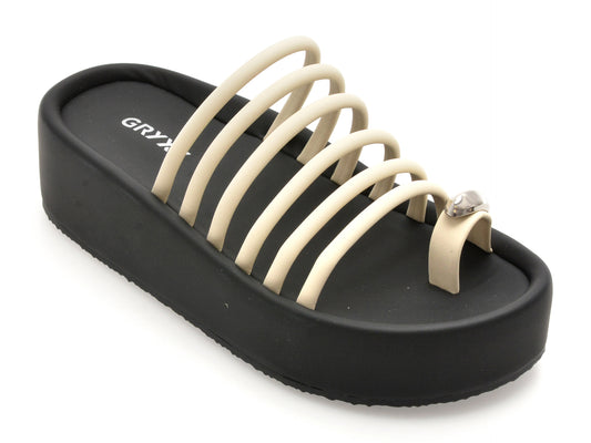 Papuci GRYXX albi, 5305, din piele ecologica