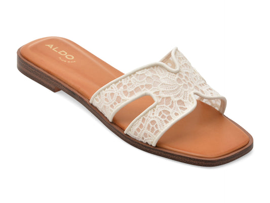 Papuci ALDO albi, ITSANDAL 121, din material textil