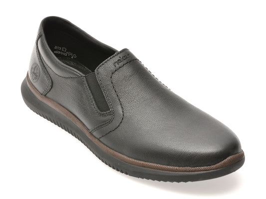 Pantofi RIEKER negri, 10450, din piele naturala