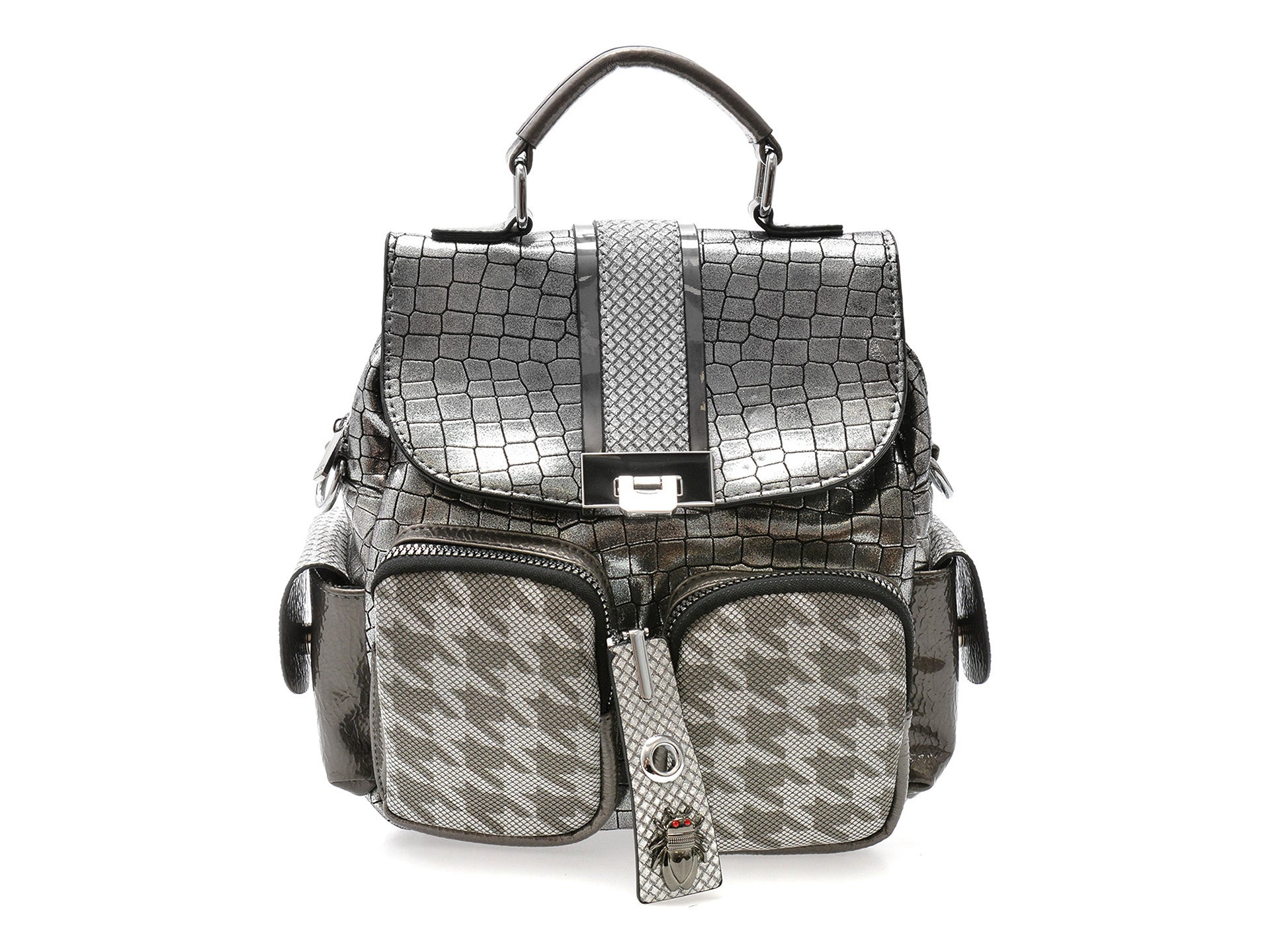 Rucsac GRYXX argintiu, 63554, din piele ecologica