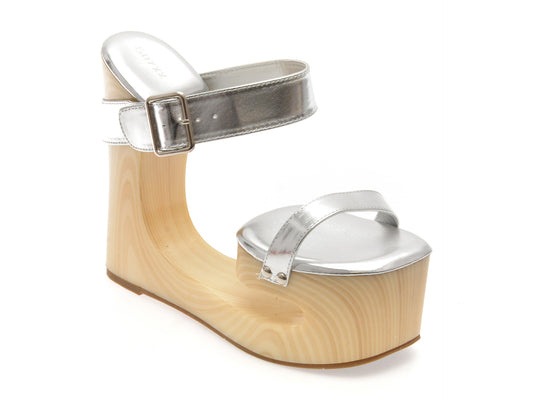 Sandale elegante GRYXX argintii, HD1014, din piele ecologica
