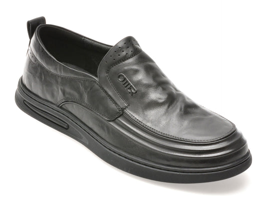 Mocasini OTTER negri, 37310, din piele naturala