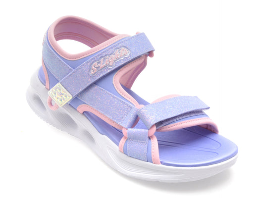 Sandale SKECHERS mov, SOLA GLOW, din piele ecologica
