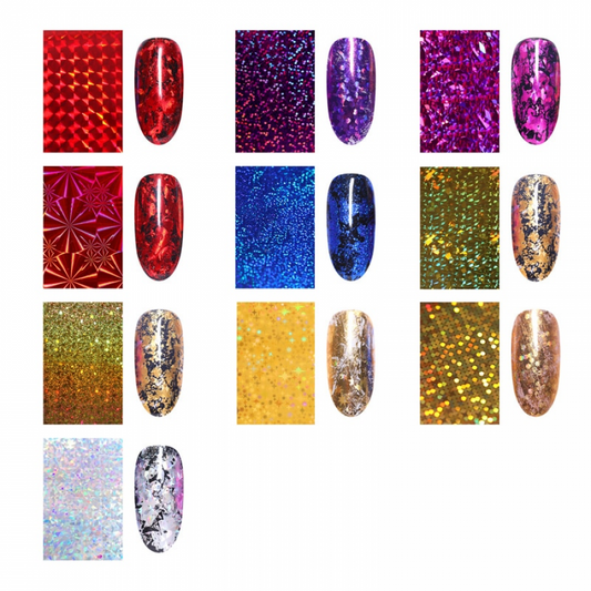 Set 10 Folii De Transfer Holographic 4 X 20Cm. - Ft-S10