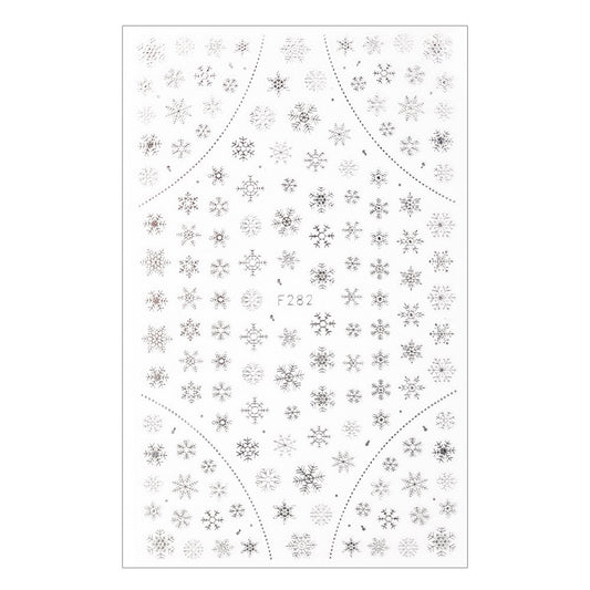 Sticker Decor Unghii Model Iarna/Craciun F282 Fulgi Argintii - F282Auriu - Everin
