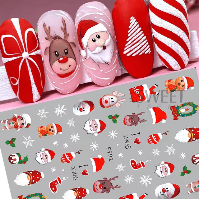 Sticker Decor Unghii Model Iarna/Craciun Fulgi 3D F992 - Everin
