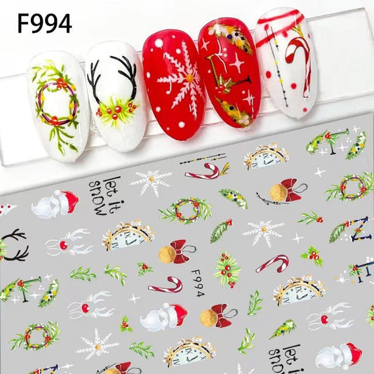 Sticker Decor Unghii Model Iarna/Craciun Fulgi 3D F994 - Everin
