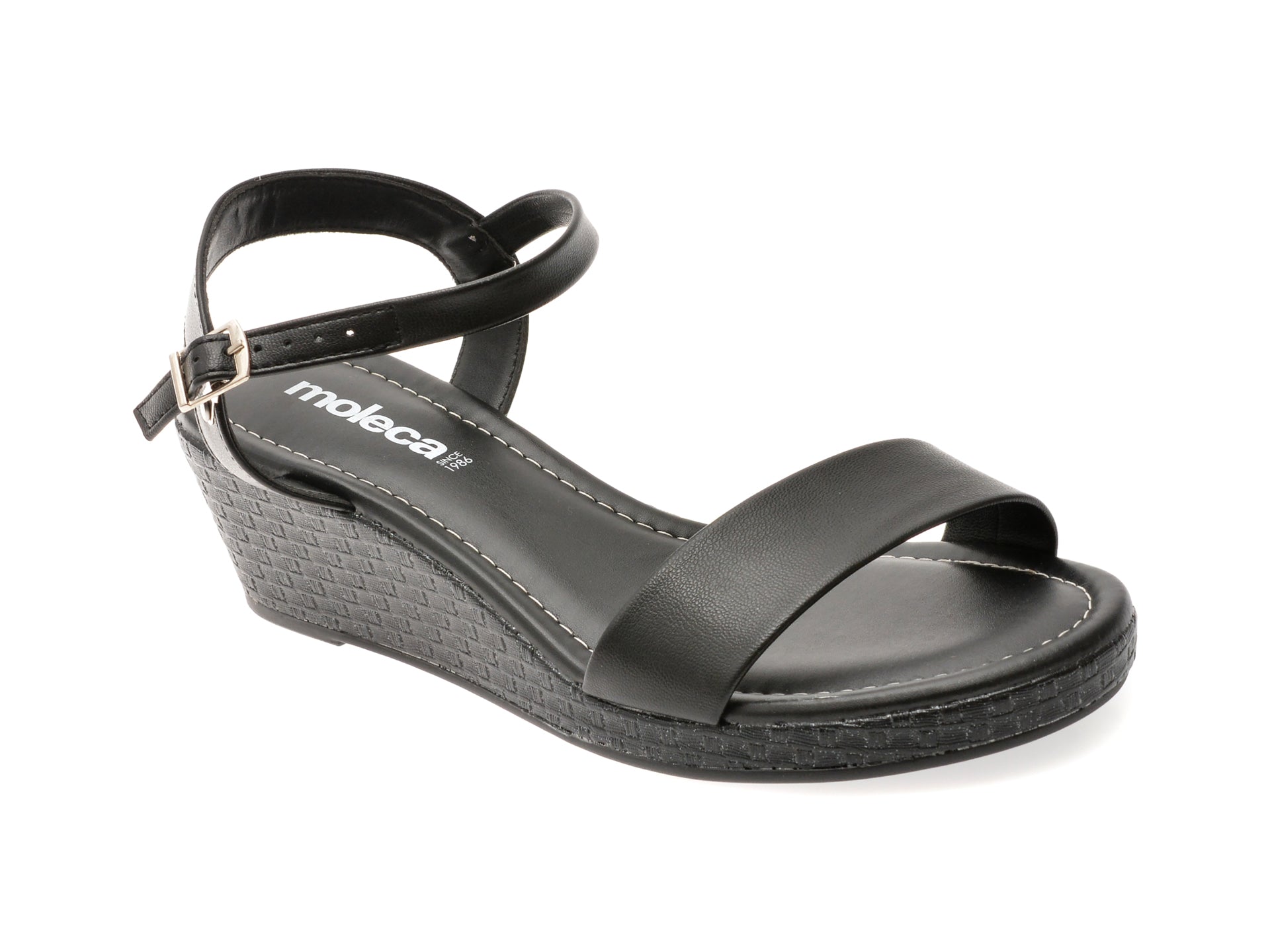 Sandale MOLECA negre, 5512102, din piele ecologica