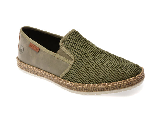 Pantofi RIEKER verzi, B5265, din piele ecologica
