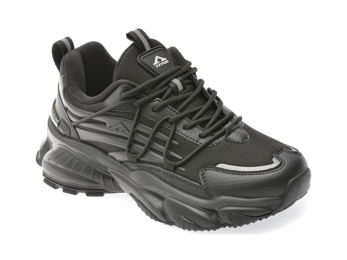 Pantofi sport TEPOR negri, TP62, din material textil