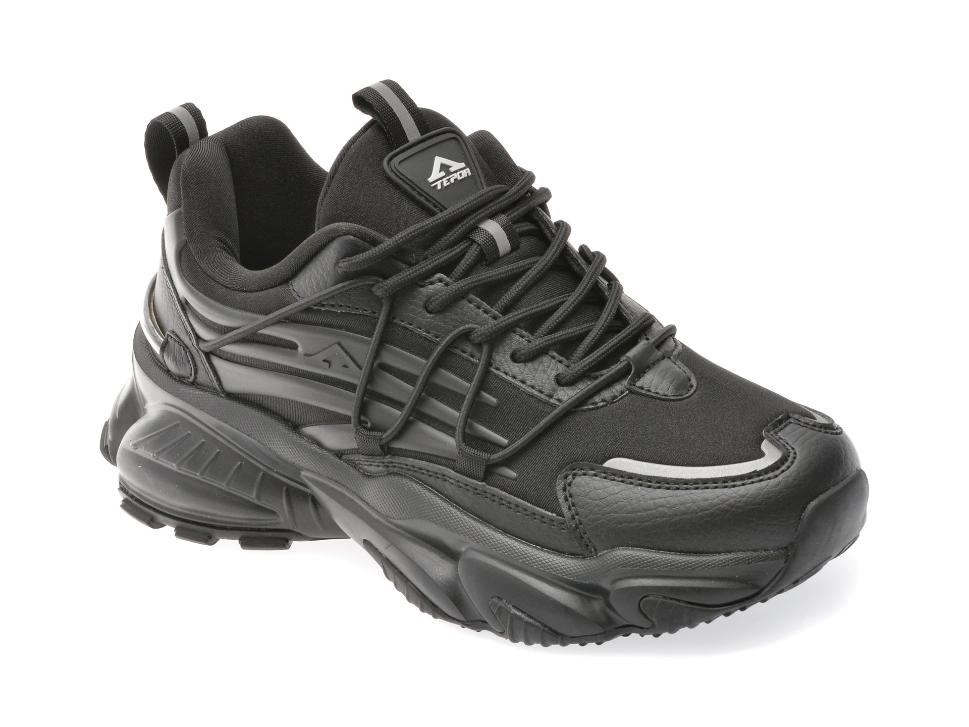 Pantofi sport TEPOR negri, TP62, din material textil