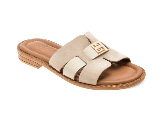 Papuci MOLLY BESSA bej, 5002401, din piele intoarsa