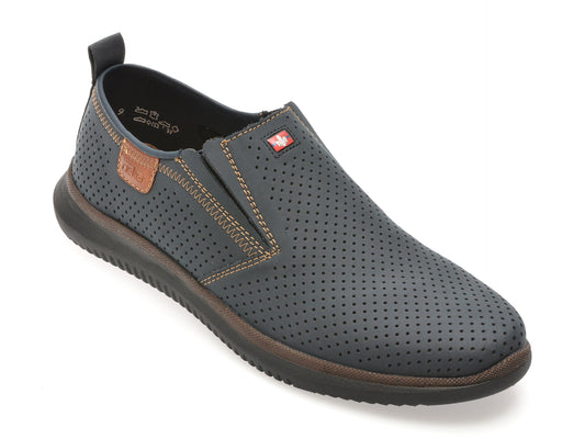 Pantofi RIEKER bleumarin, 10452, din piele naturala