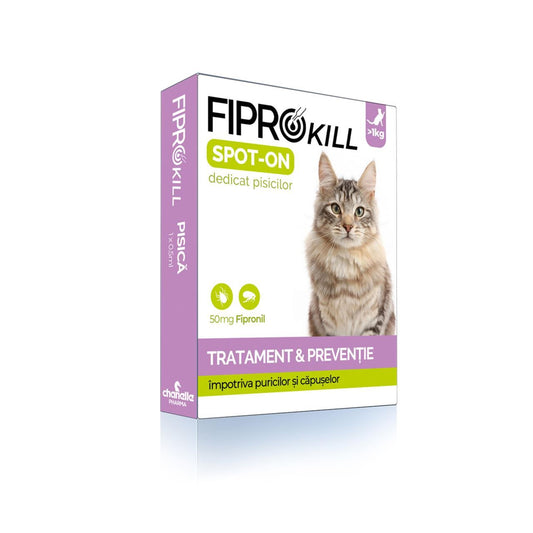 Antiparazitar Extern Pentru Pisica Fiprokill Cat 50 Mg Spot-on 3 Pip/ Cut