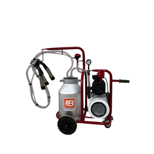 Aparat de muls vaci cu tanc vacuum, 1 post, 1 bidon 40l aluminiu, pahare inox, 250l/min, 0.55kw
