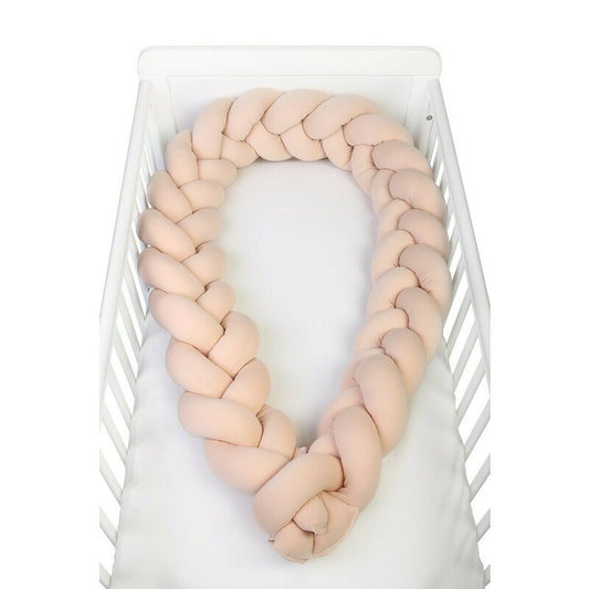 Protectie laterala, Pentru patut, Lungime 240 cm, Tip Bumper impletit, Utilizabil si ca baby nest, Din tricot, Beige, YappyKids, YappyGum