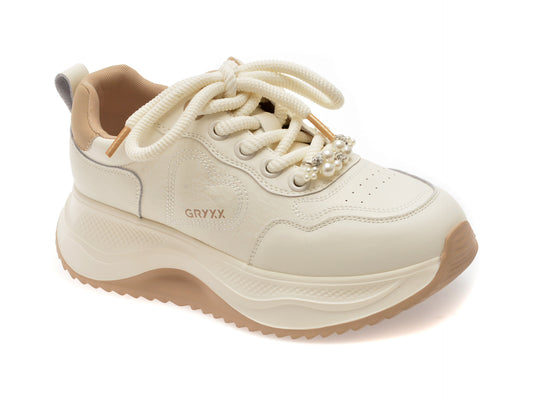 Pantofi sport GRYXX albi, 1165, din piele ecologica