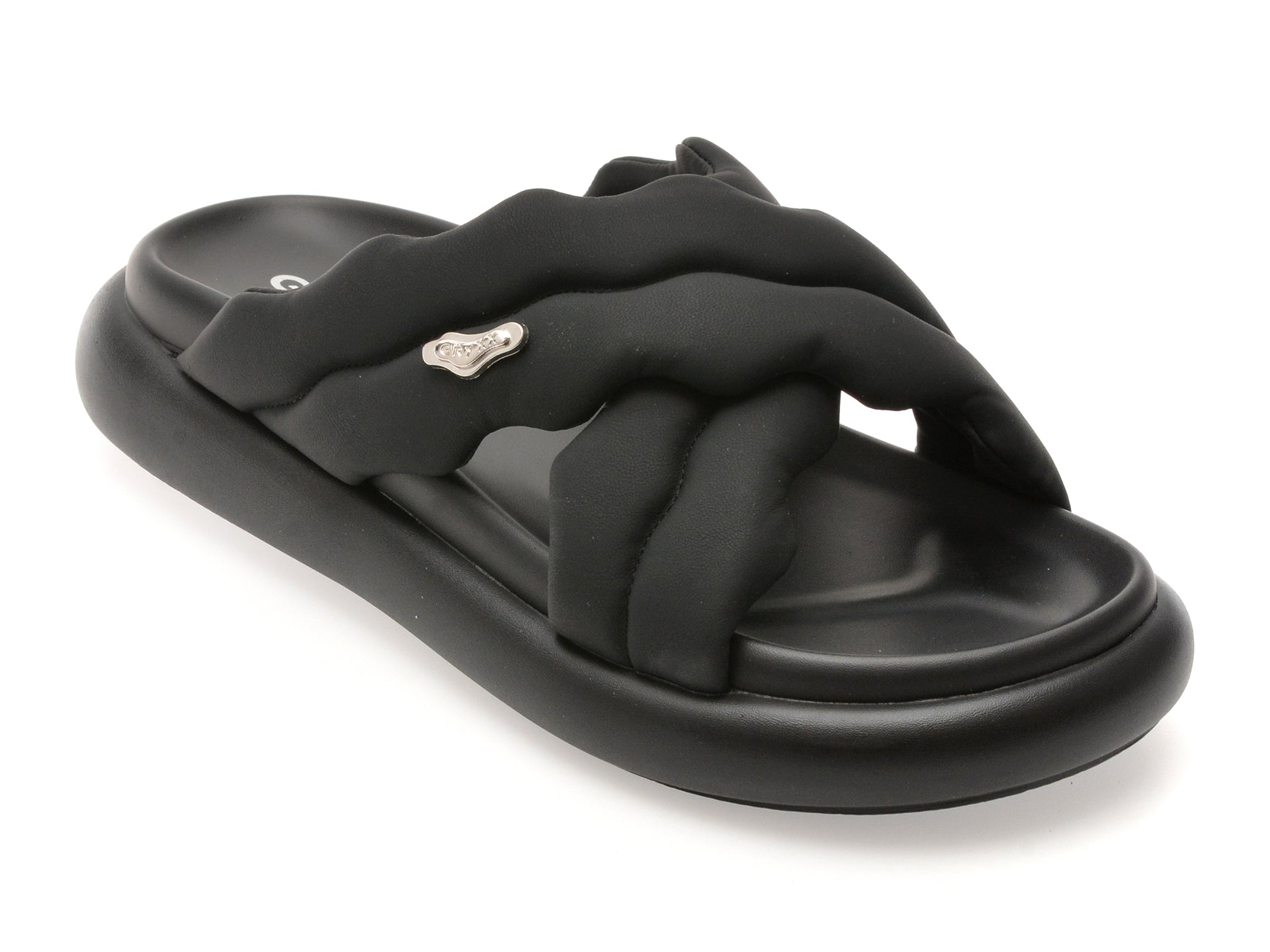 Papuci GRYXX negri, L282K, din piele ecologica