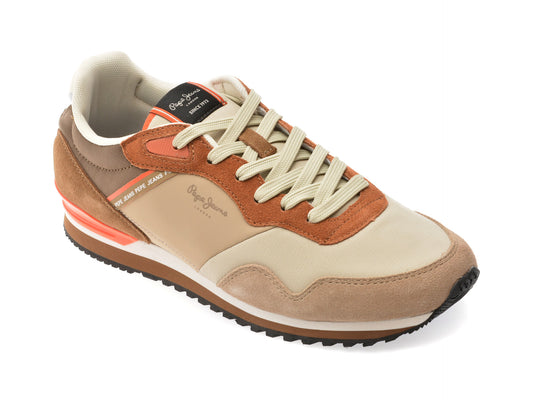 Pantofi sport PEPE JEANS bej, LONDON MUSE, din material textil