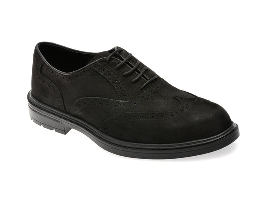 Pantofi eleganti BITE THE BULLET negri, EF88, din nabuc