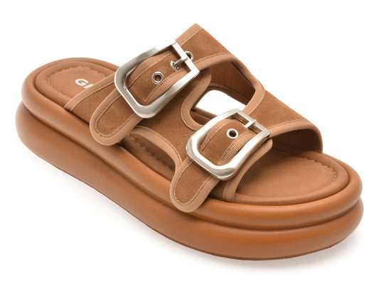 Papuci GRYXX maro, Y24L08, din piele intoarsa