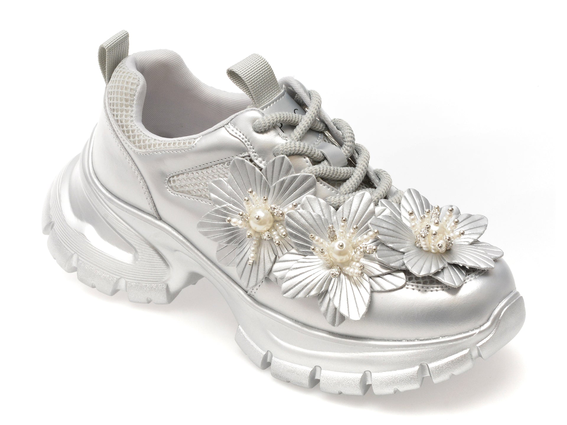 Pantofi sport EPICA argintii, 2W99, din material textil