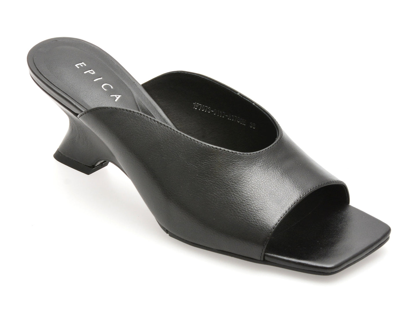 Papuci EPICA negri, 1F7073, din piele naturala