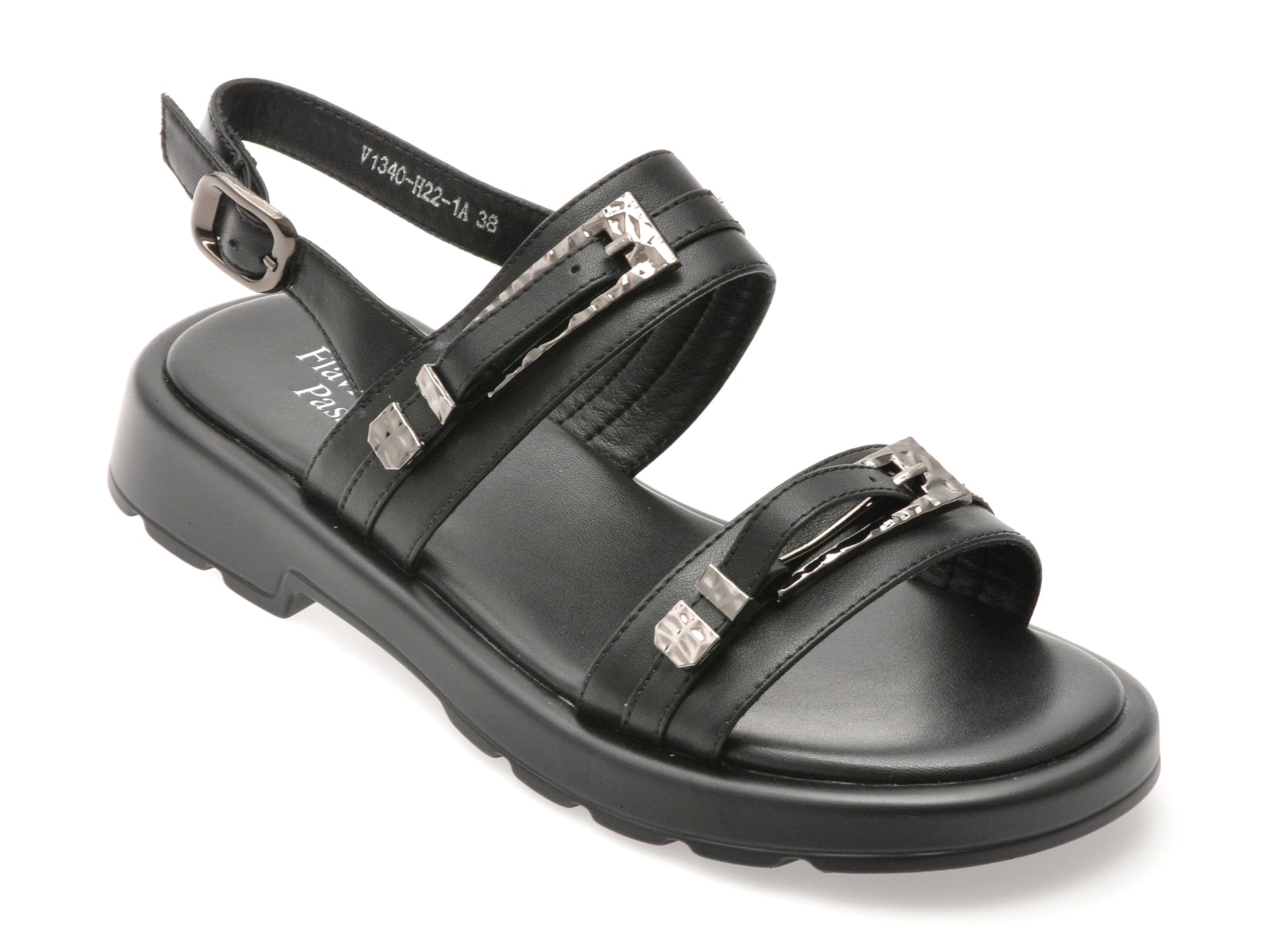 Sandale FLAVIA PASSINI negre, 1340H22, din piele naturala