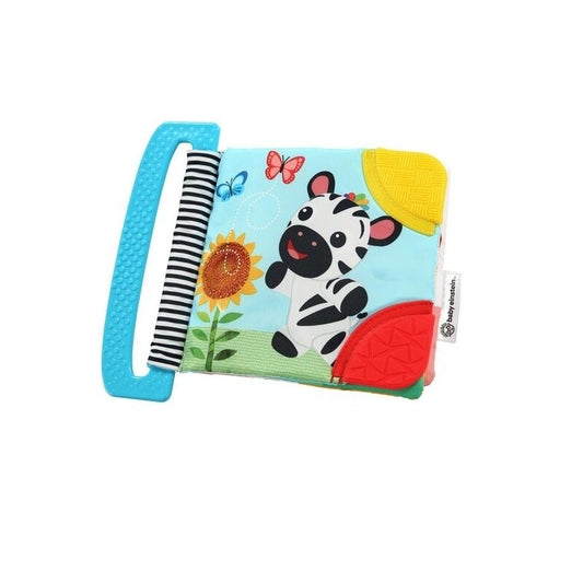 Jucarie dentitie, Baby Einstein, In forma de carte Cu maner, Cu texturi si culori, Maner din plastic, Fara BPA, 0 luni+, Multicolor