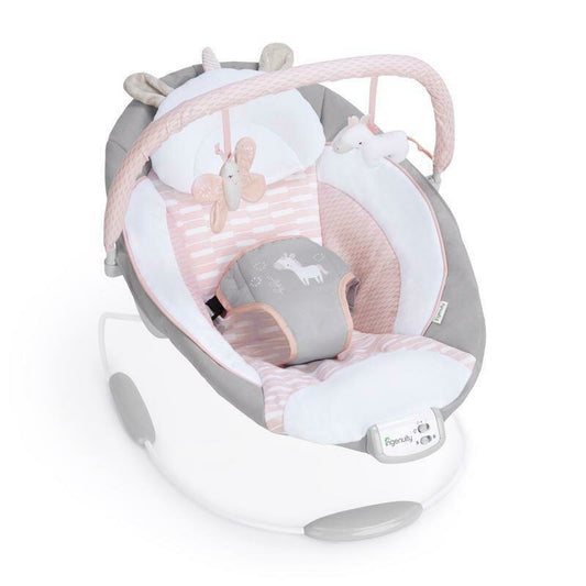 Sezlong, Ingenuity, Flora, Cu arcada detasabila, Cu jucarii, Cu 8 melodii, 6 , Cu vibratii, 0 luni+, Unicorn