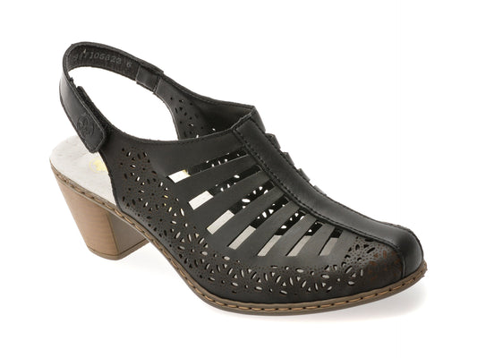 Sandale RIEKER negre, 40959, din piele naturala