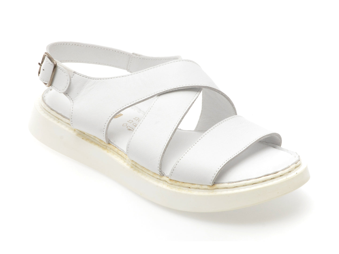 Sandale SHOOZY albe, EV4036, din piele naturala