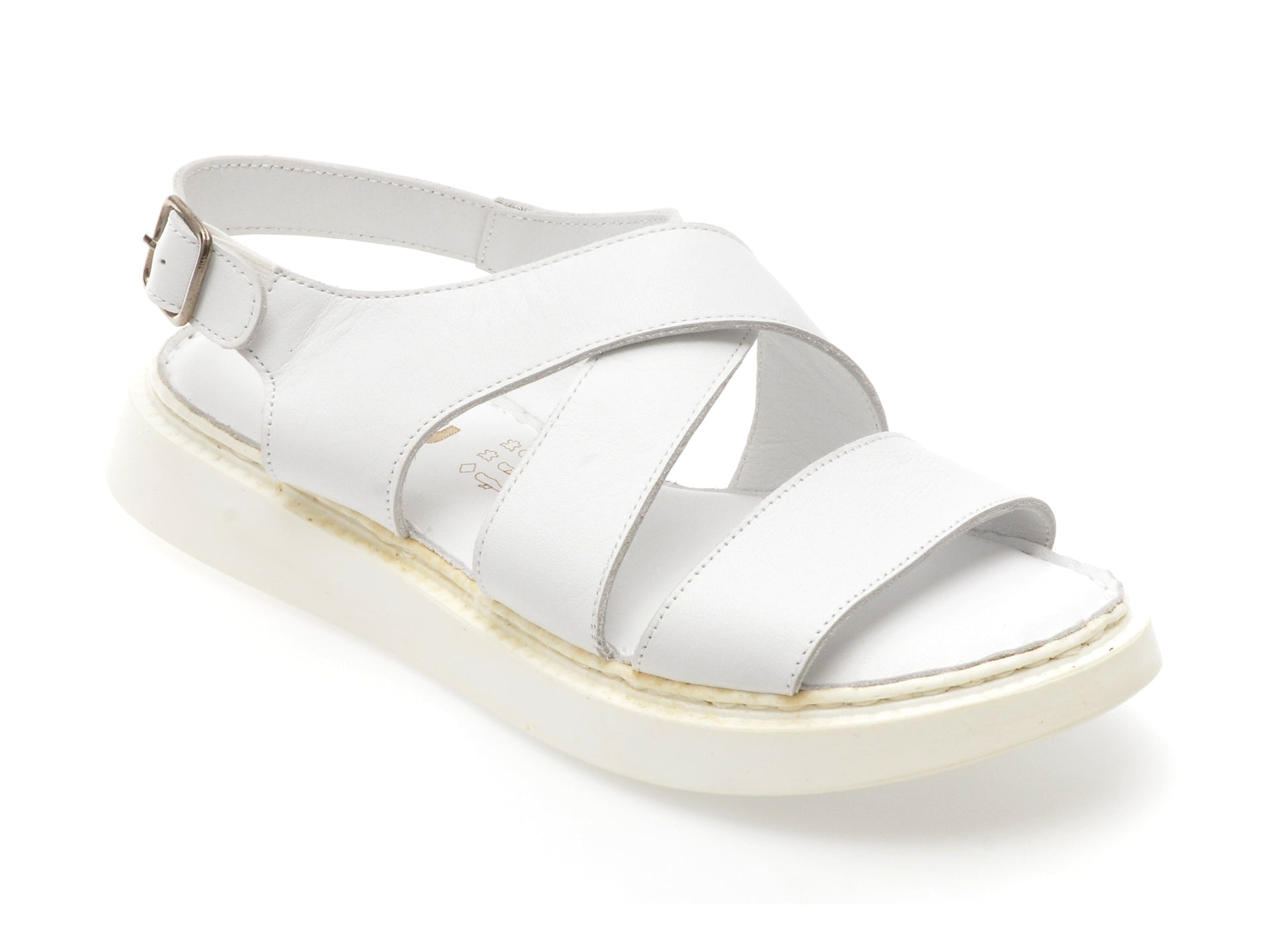 Sandale SHOOZY albe, EV4036, din piele naturala