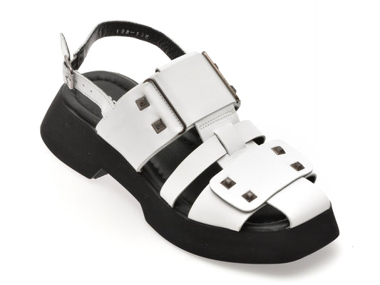 Sandale GRYXX albe, 532188, din piele naturala