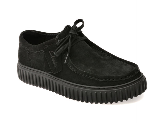 Mocasini CLARKS negri, TORHLO, din piele intoarsa