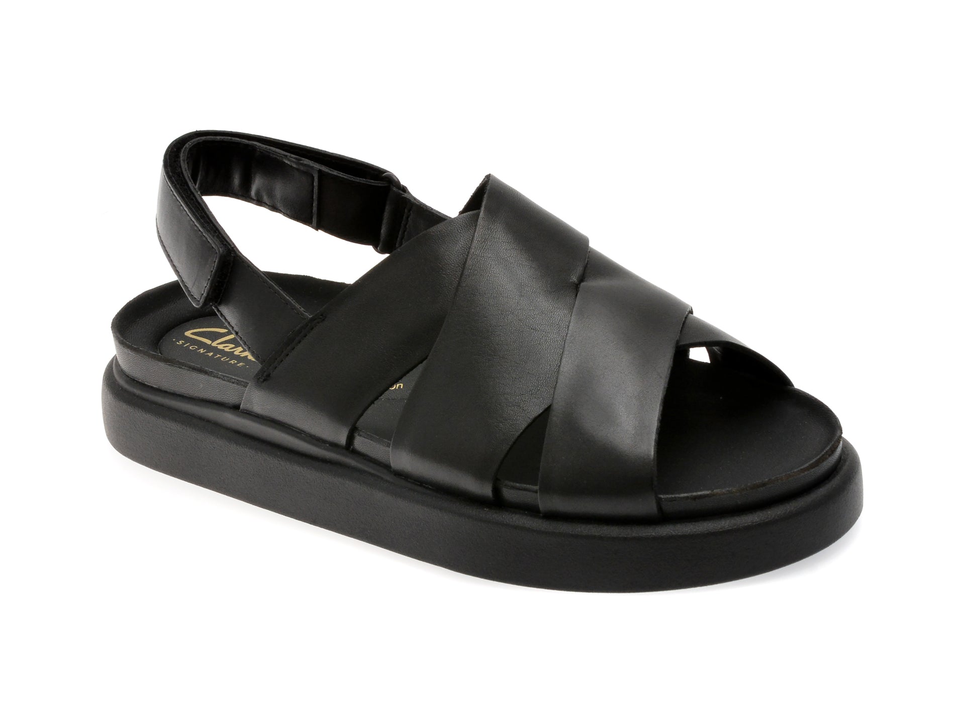 Sandale CLARKS negre, ARISTELLA SUN, din piele naturala