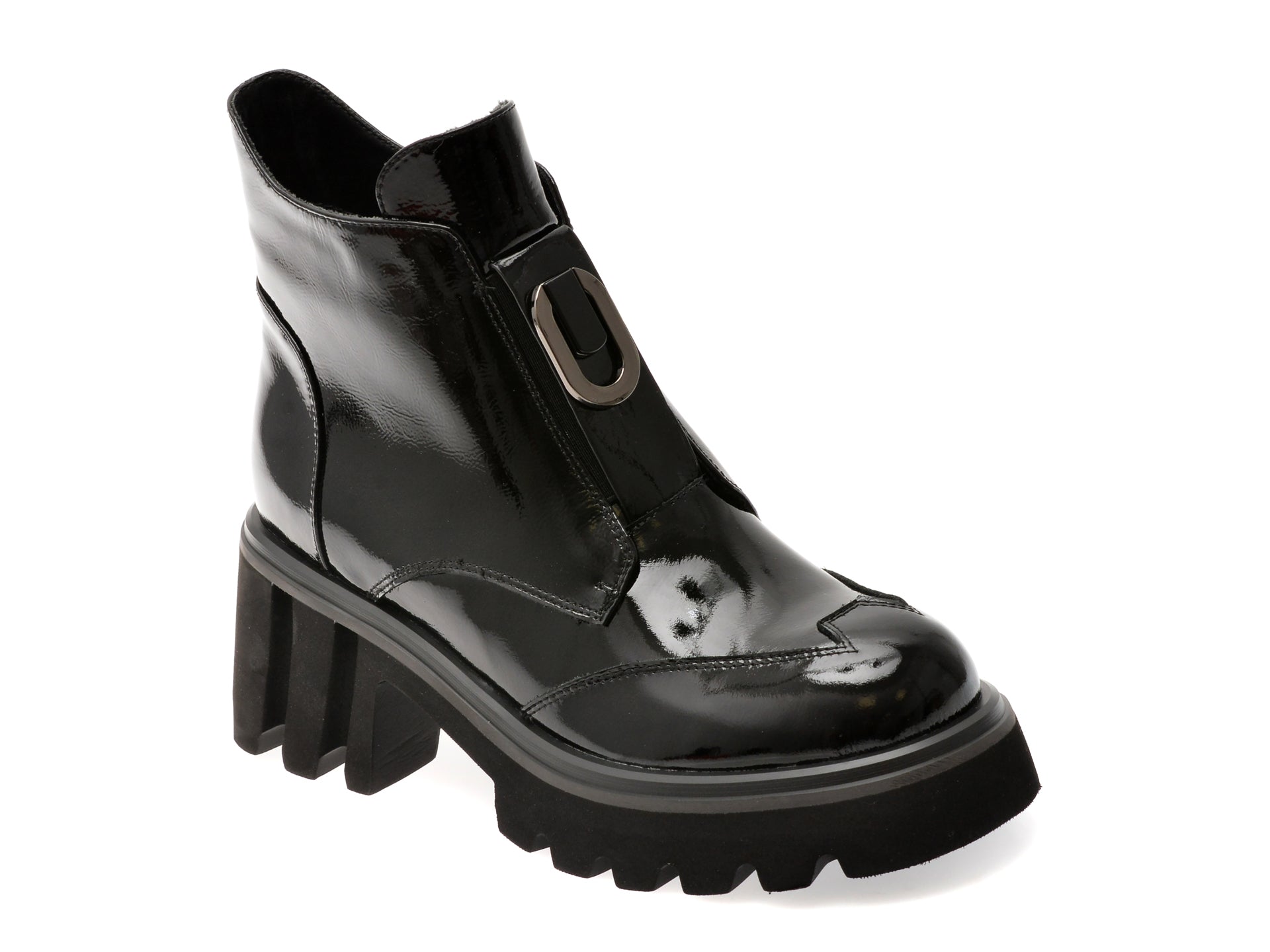 Ghete GRYXX negre, RT4011, din piele naturala lacuita