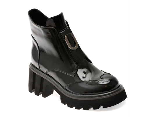 Ghete GRYXX negre, RT4011, din piele naturala lacuita