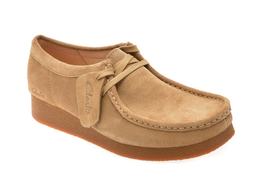 Mocasini CLARKS maro, WALLABEE EVO, din piele intoarsa