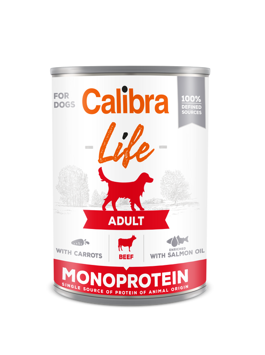 Calibra Dog Life Adult Beef with Carrots 400 g, conserva