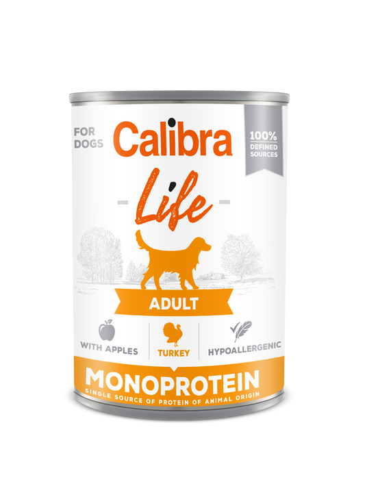 Calibra Dog Life Turkey with Apples 400 g, conserva