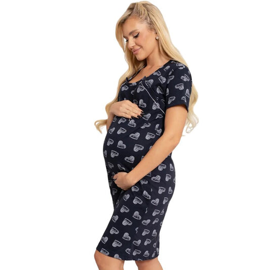 Camasa alaptat, Hearts, Din bumbac, Cu nasturi oblici, Masura XXL, Black
