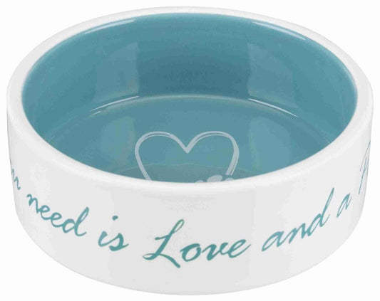 Castron ceramic Pet's Home 0.3 l/ 12 cm crem/verde 25050
