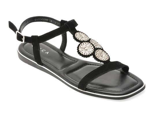 Sandale EPICA negre, 82967, din piele intoarsa