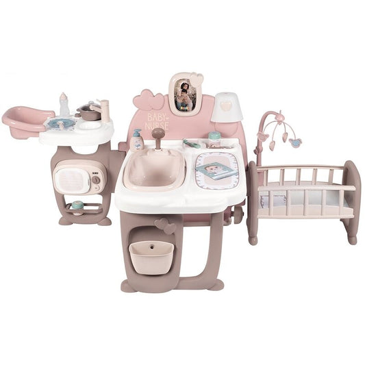 Centru de joaca, Smoby, Nurse, Casuta de papusi, Cu zona de baie, bucatarie si dormitor, Cu accesorii, Potrivit pentru papusi de pana la 42 cm, 149 x71x71 cm, 36 luni+, Pink