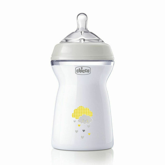Biberon anticolici, Chicco, Natural Feeling, Plastic, Cu tetina Din silicon moale, Pentru hranire alternativa, Potrivit pentru nou-nascuti si sugari, Fara BPA, 330 ml, 6 luni+, Bej