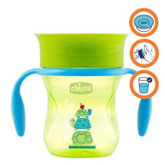 Cana de crestere, Chicco, Cu manere detasabile, Sistem 360, 12 luni+, 200 ml, Verde