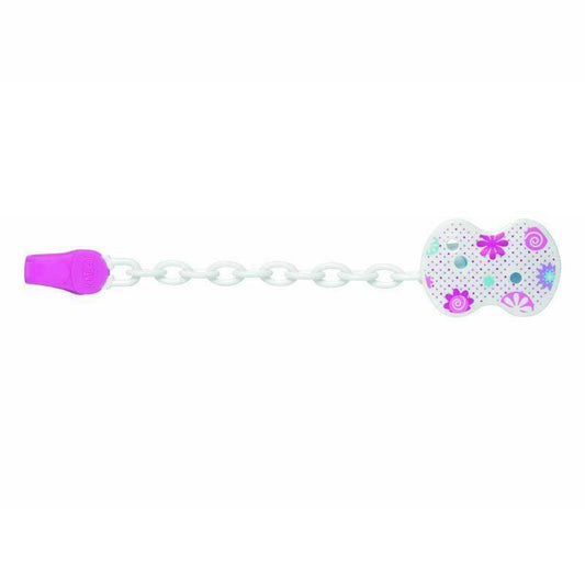 Lant pentru suzeta, Chicco, Cu clips, Roz