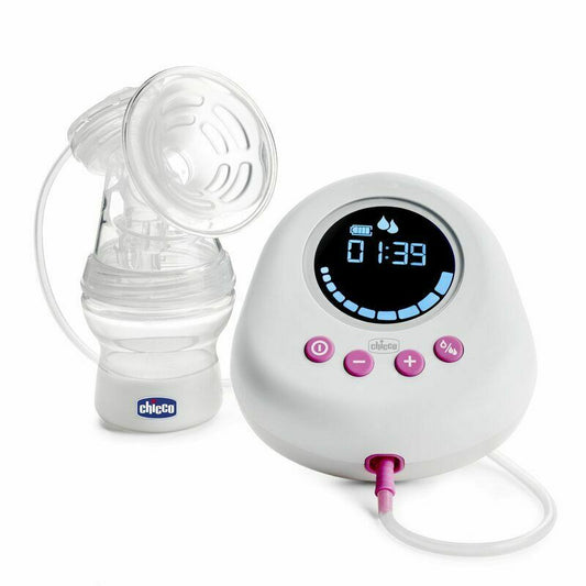 Pompa electrica de san, Chicco, Cu functie de ejectie si de pompare a laptelui, Cu utilizare dubla prin baterii tip AA sau curent electric, 0 luni+, Roz